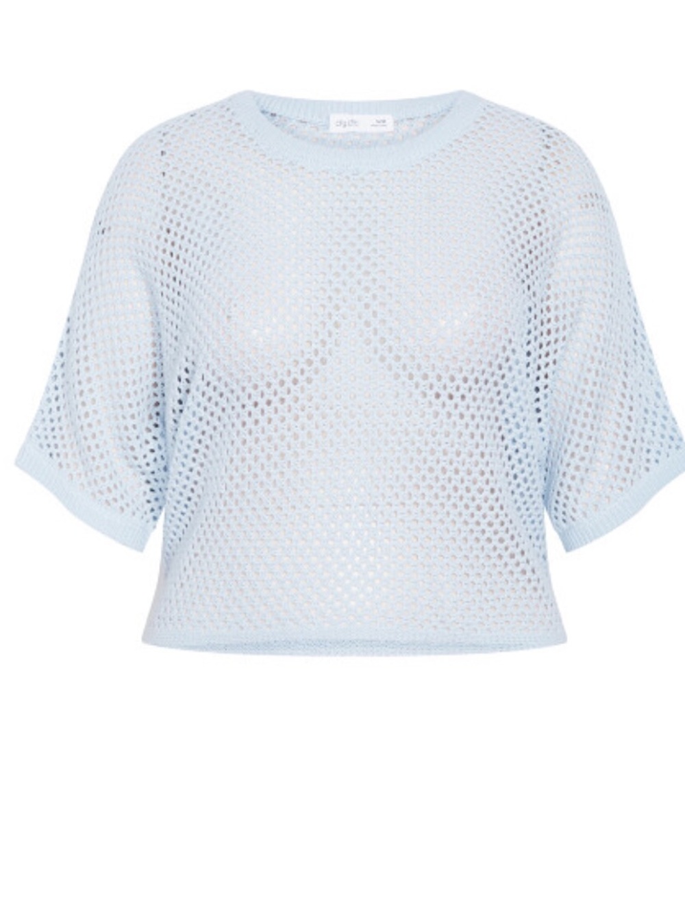 City Chic Crochet Knit Top Light Blue Size 16 BNWT - Picture 4 of 11